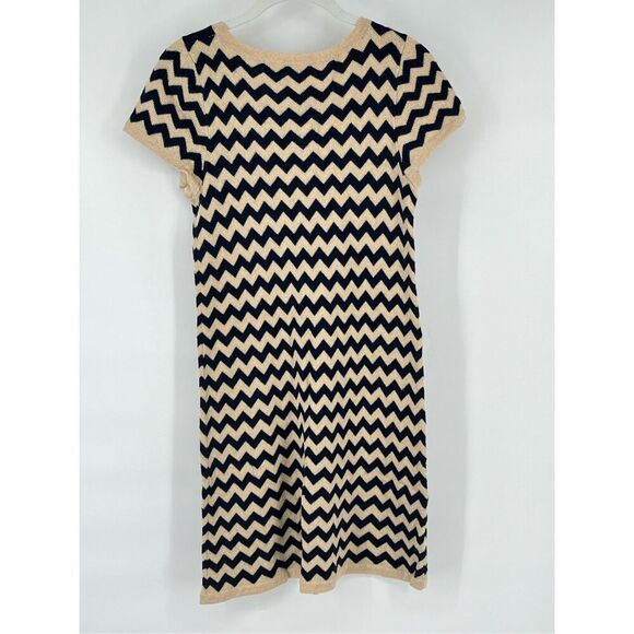 Lilly Pulitzer Santana Dazzle Gold Blue Chevron Merino Wool Dress Size Large EUC - Picture 2 of 8